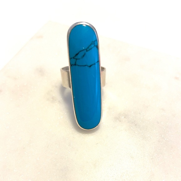 Turquoise and .925 sterling silver ring - Picture 1 of 6